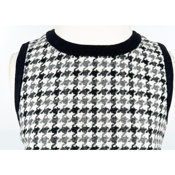 BODEN Black Cream British Tweed by Moon Houndstooth Shift Dress Size US 6 Mod - Picture 9 of 11